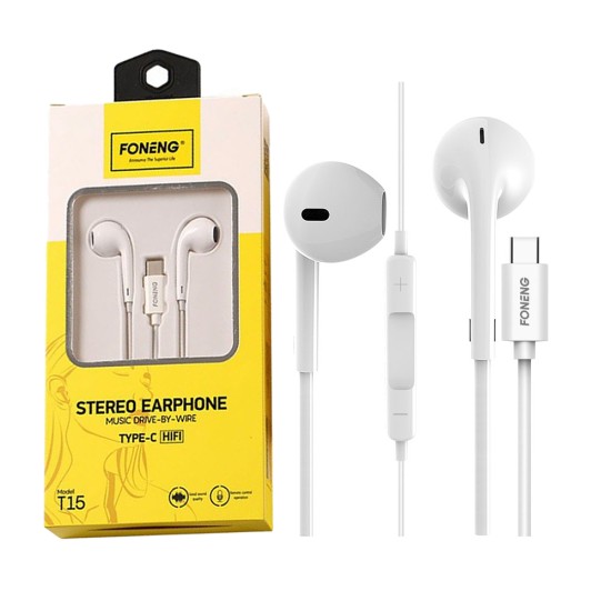 Foneng Micro Stereo Earphone T15 Type C White